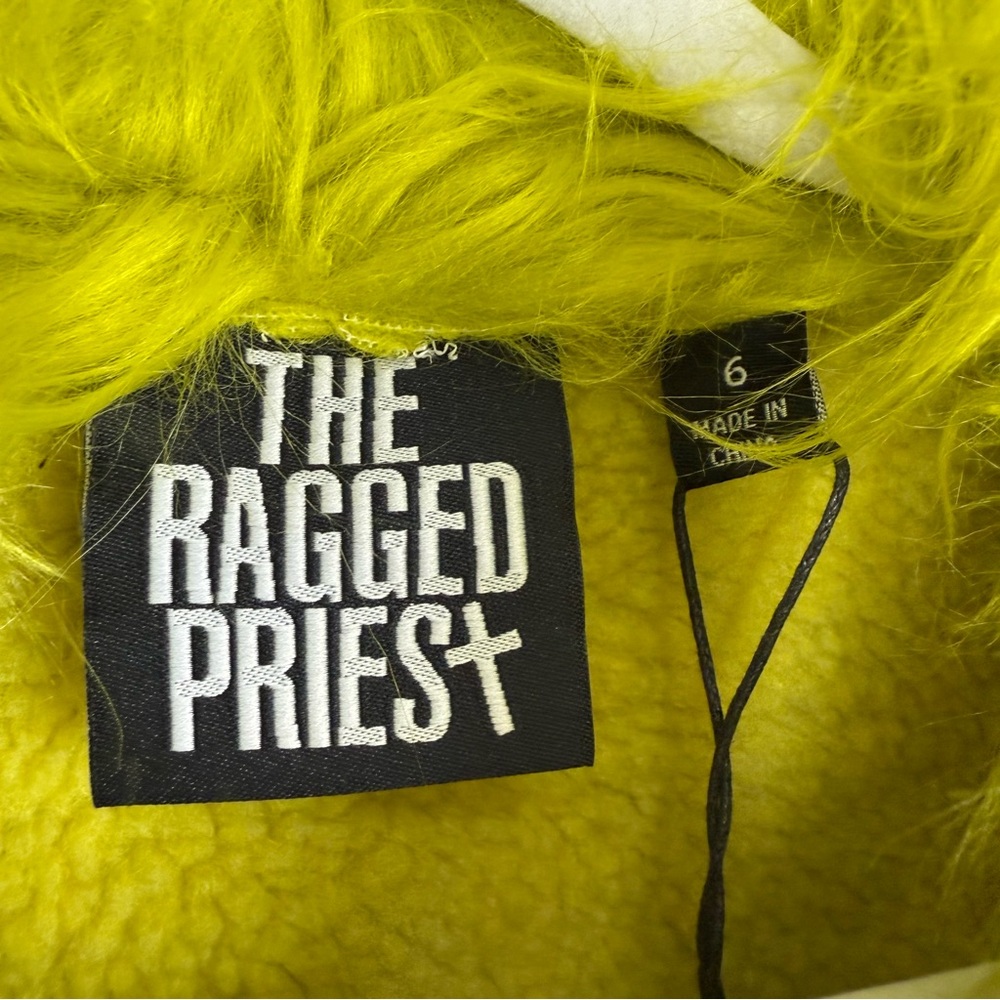 The Ragged Priest Warhol Faux Fur Coat Womens 6 Black Green Dolls Kill Jacket - Picture 7 of 12